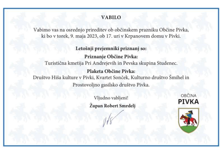 vabilo občinski praznik slika